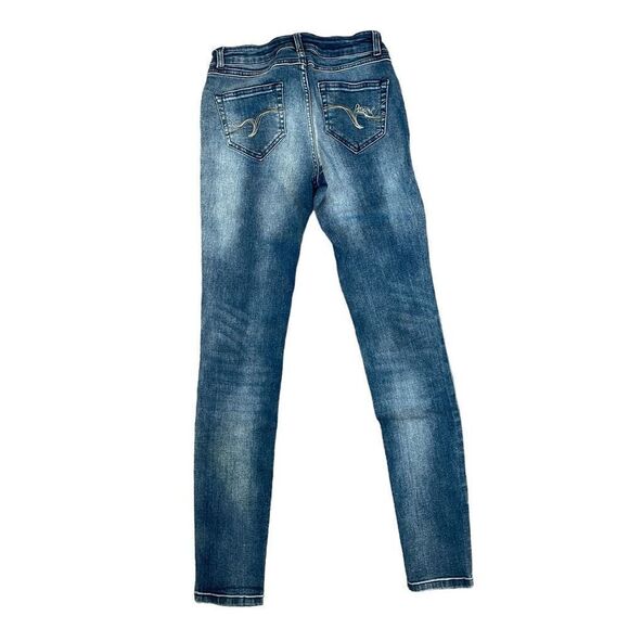 Desigual Women's DINA 67D26D1 Denim Skinny Jeans Flocked Blue Size 27 - Picture 5 of 12